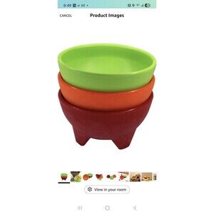 IMUSA USA Plastic Salsa Dishes 3-Piece, Yellow, Orange, Green